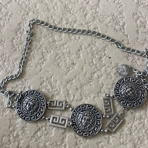 Adjustable Chain Coin Belt muted Silver and black